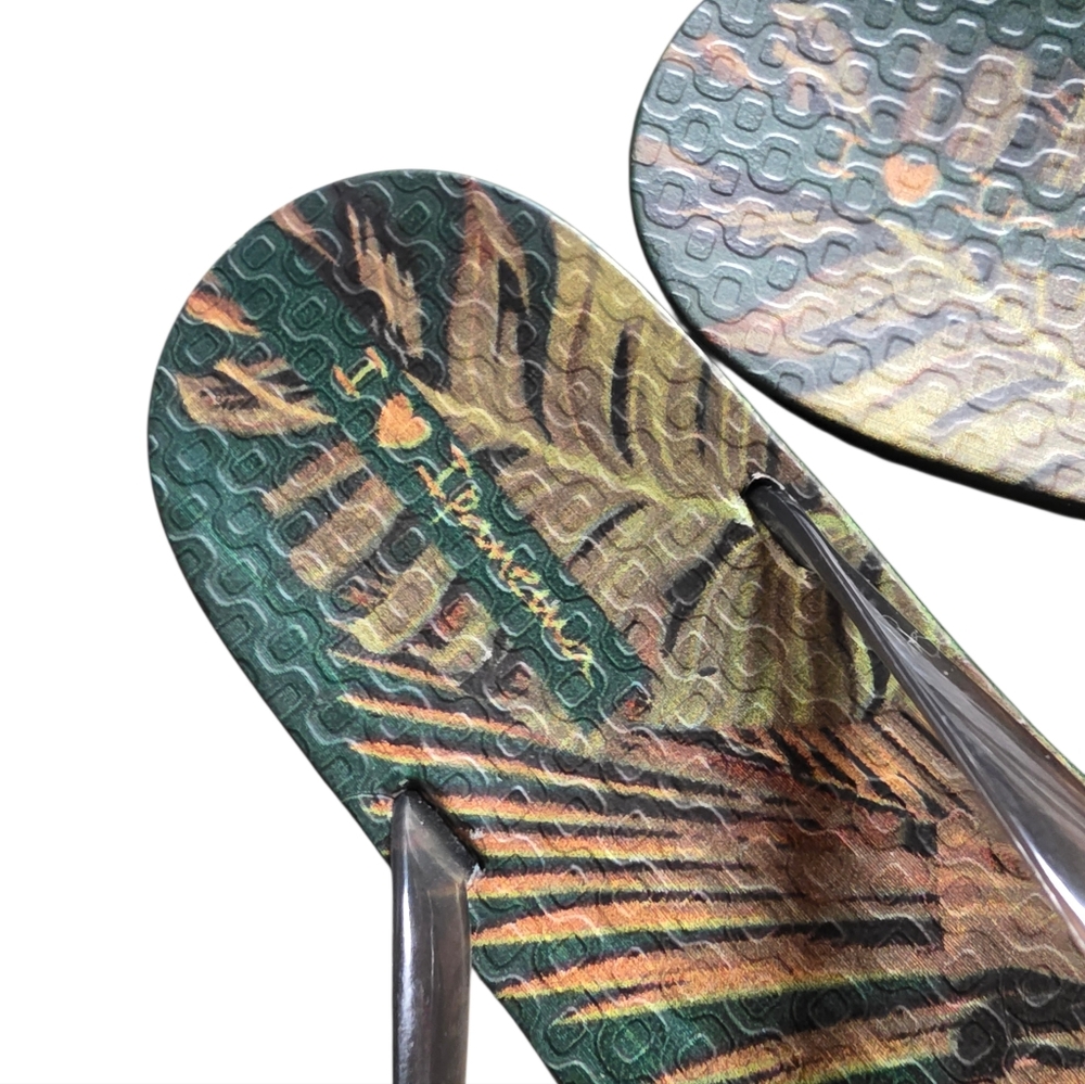 IPANEMA WAVE SCENIC FLIP FLOPS GREEN SMOKE PALM LEAVES 9 - Picture 5 of 6